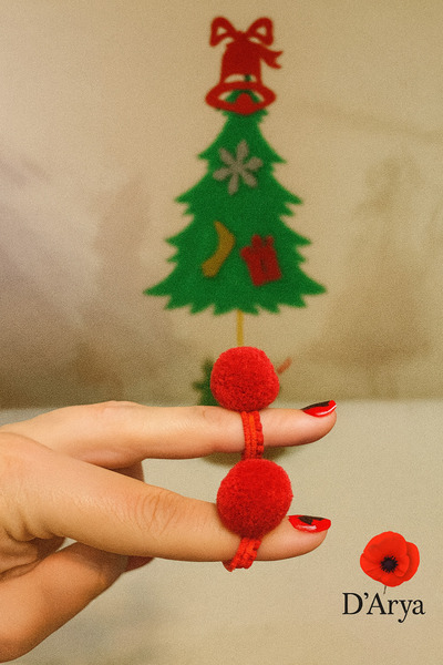 Darya DD104 الأحمر بوم بوم الكرة المطاط طفلة طفل مشبك