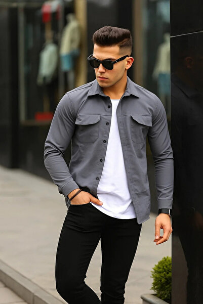 Serseri Jeans Erkek çift cep taktik kumaş paraşüt gömlek