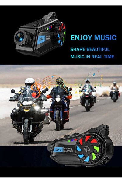 Tastech Kameralı Intercom Motosiklet Bluetooth Kask Kulaklık Ses Kontrolü 1080p Video Kayıt Videolu Interkom
