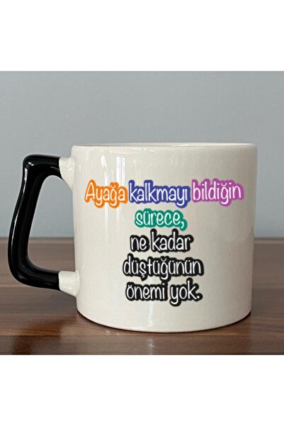 Kırtasiye Ofisi كوب نسائي أسود بمقبض D مطبوع عليه عندما تعرف كيفية الوقوف