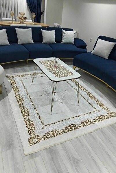 VOPTEKS Gold Halı Salon Halısı Makinede Yıkanabilir Halı Kaymaz Taban Halı