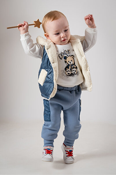 Jikko Baby طقم سترة قابلة للنفخ وبطانة خروف وجيب صغير