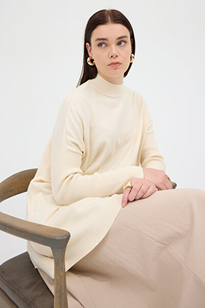 Rays Ekru Balıkçı Yaka Triko Tunik 5315