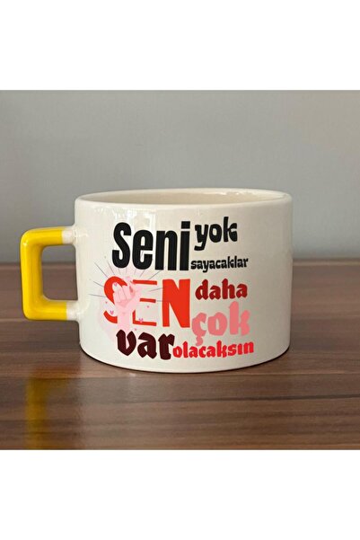 Kırtasiye Ofisi كوب نسائي مطبوع عليه "لا يوجد لديك" بمقبض أصفر