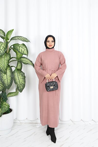 NİSUM MODA Spanish Knitted Strick Dress with Belt
