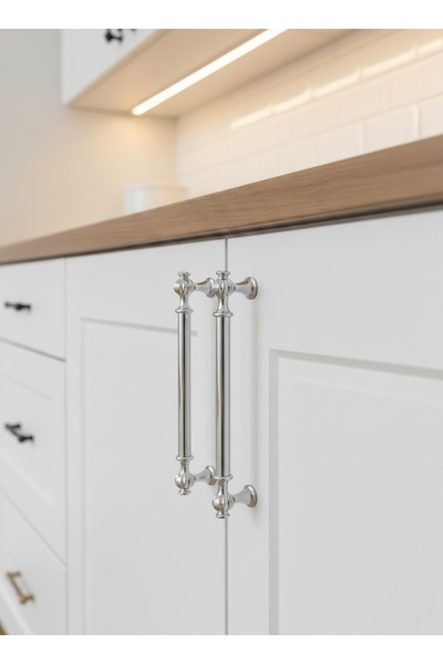 Üsküp Yapı & Mimarlık Yakut Kulp Krom-Krom 160 mm Drawer Kitchen Cabinet Handle Handle Lux Premium Heavy Metal