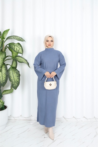 NİSUM MODA Spanish Knitted Strick Dress with Belt