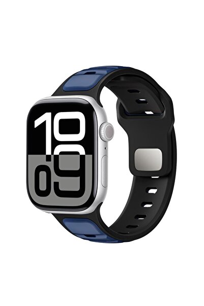 AktarMobile Apple Watch 10 / 11 46 mm uyumlu Silikon Kordon Çift Renkli Premi...