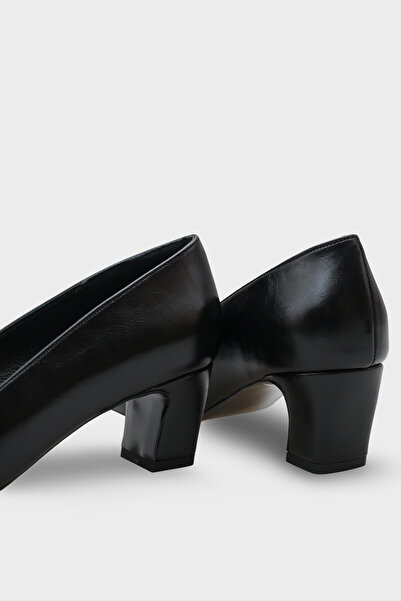 Capone Outfitters Janie Orta Boy Topuklu Küt Burunlu Astar Orijinal Deri Kadın Ayakkabı