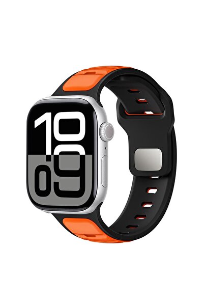 AktarMobile Apple Watch 10 / 11 46 mm uyumlu Silikon Kordon Çift Renkli Premi...