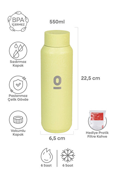 Espressolab Light Green Matte Textured Stainless Steel Flask 550 ml with Lid No:100