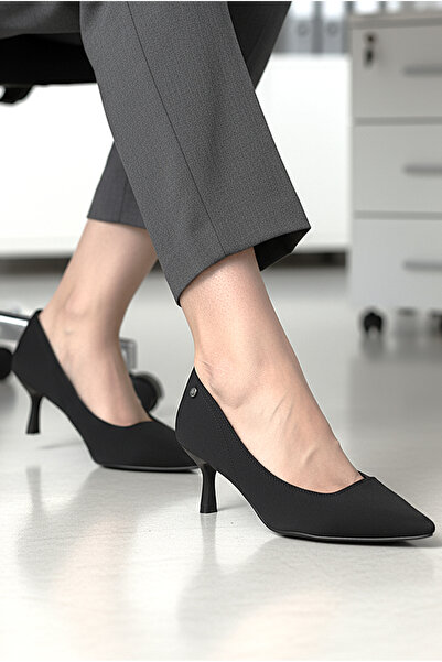 Gökhan Talay Zelia Flexible Soft Non-Slip Sole (4 cm) Black Suede Women's Heeled Shoes