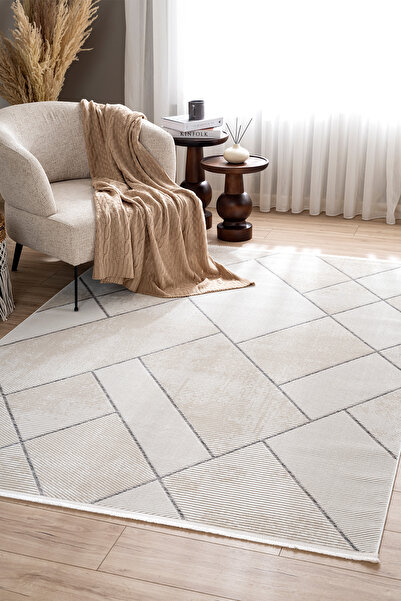 Koza Halı Lumina Krem Gri Tozumaz Salon Koridor Balkon Teras Bahçe Oturma Oda...