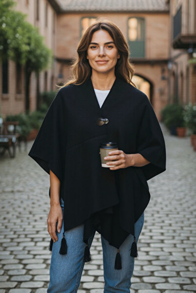 Onur Μαύρο Πλεκτό Πόντσο - Imameli, Μεγάλο Μέγεθος, Ζεστό Χειμώνα, Νέα Μόδα Συλλογής