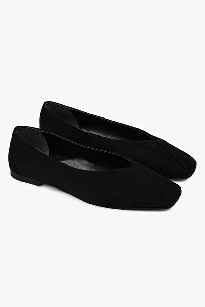 Shoeberry Women's Aven Black Suede Ballerinas
