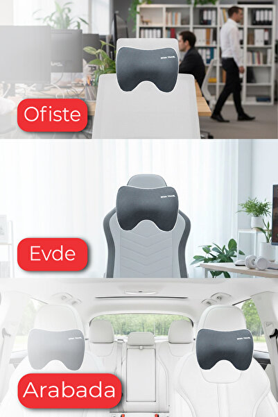 Viscofoam Carfort Büyük Visco Araç Boyun Yastığı – Ortopedik Oto Koltuk Boyun Desteği Gri - Ergo Travel