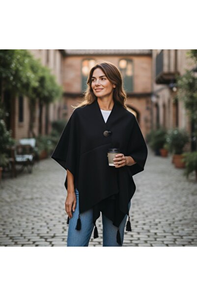 Onur Μαύρο Πλεκτό Πόντσο - Imameli, Μεγάλο Μέγεθος, Ζεστό Χειμώνα, Νέα Μόδα Συλλογής
