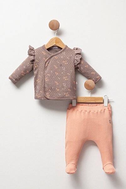 Cassiope Patterned Frilly Top and Elastic Waist Booties Bottom for Baby Girl Set of 2