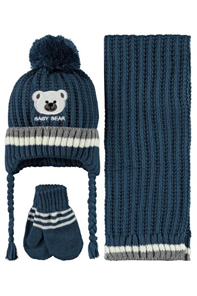Civil Baby Baby Bear Embroidery Pattern 0-24 Months Scarf Beanie Glove Set - ...