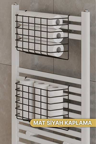 Bino 2 ADET Banyo Düzenleyici Organizer Şampuanlık Havlupan Askısı Havluluk Siyah Banyo Rafı Mutfak Rafı