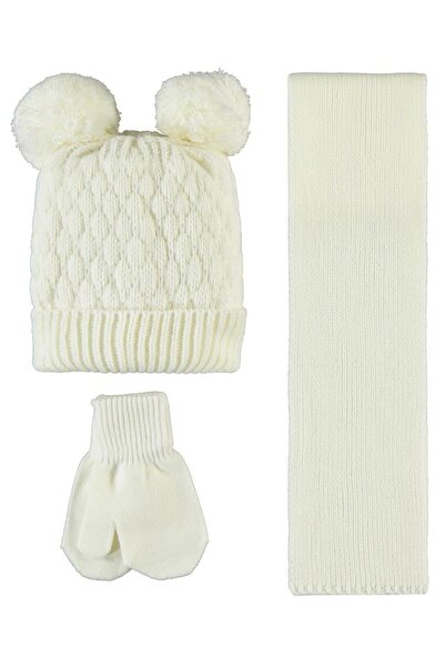Civil Baby 6-24 Months Scarf Beanie Glove Set - Ecru Standard