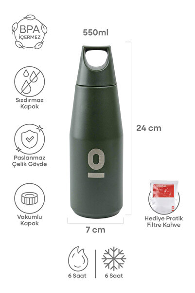 Espressolab Stainless Steel Green Bottle Thermos 550 ml No:65