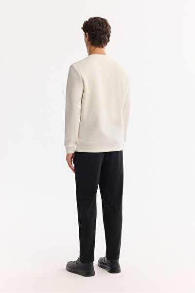 Avva Erkek Ekru Bisiklet Yaka Pamuklu Bi-Stretch Baskılı Regular Fit Sweatshirt A52Y1260