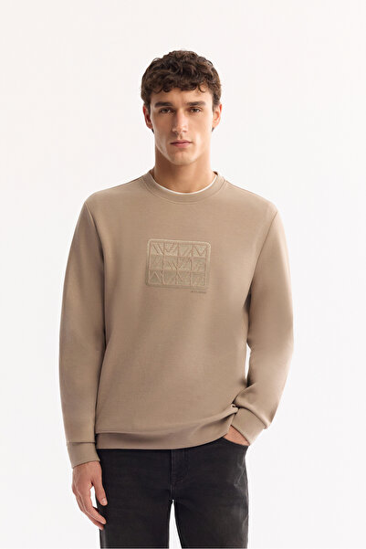 Avva Erkek Vizon Bisiklet Yaka Pamuklu Bi-Stretch Baskılı Regular Fit Sweatshirt A52Y1289