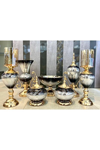 EVRA 7 Parça Cam Salon Seti Konsol Takımı Kod1800c Füme