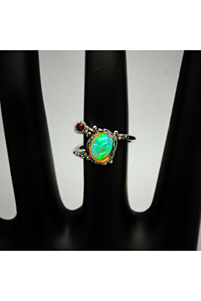FashionBijoux 925 Silver Jewelry Ring with Opal and Garnet