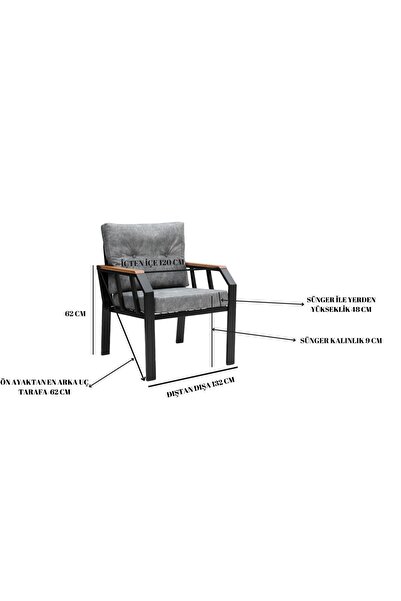 Tu Tienda NERGİZ 2+1+1+MASA(70X120) BALKON MUTFAK BAHÇE TAKIMI,YEŞİL