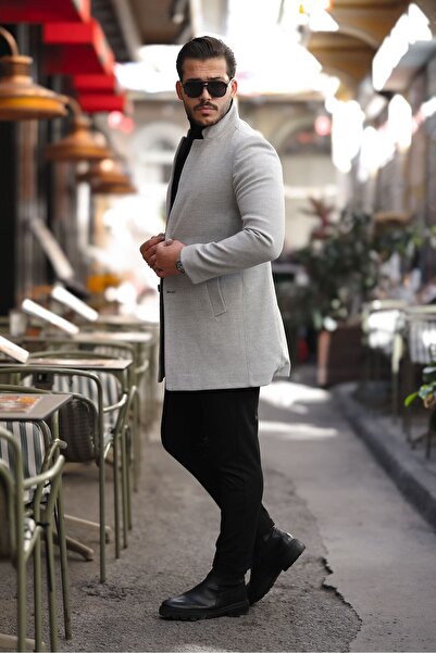 Ser Joven Ανδρικό παλτό γιακά σε γκρι Slim Fit Stand