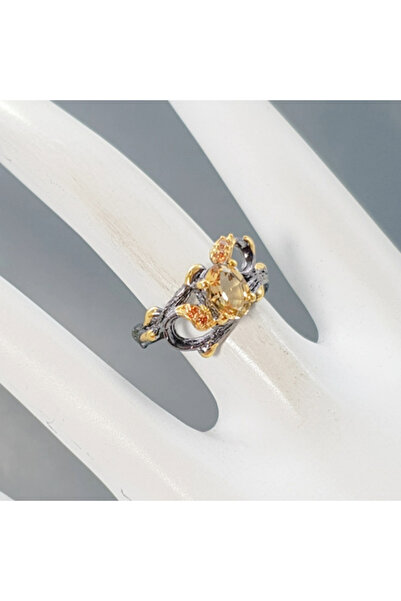 FashionBijoux Inel din argint 925 cu citrină și safir