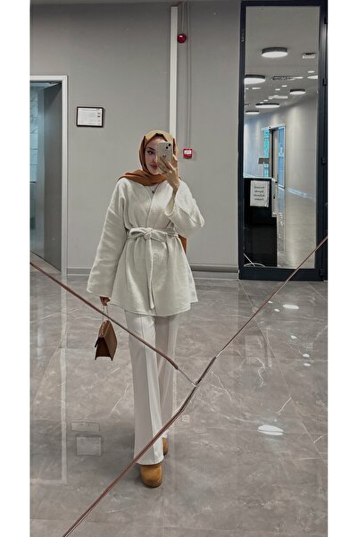 Bluezade bağlama detaylı rahat kalıp kaşmir hırka