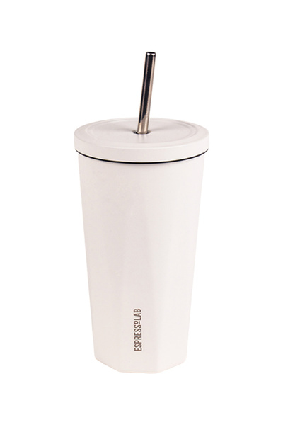 Espressolab Stainless Steel White Thermos Mug with Straw 500 ml No:81