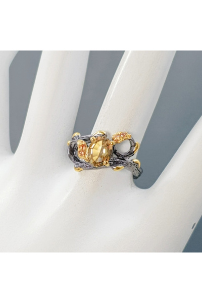 FashionBijoux Inel din argint 925 cu citrină și safir