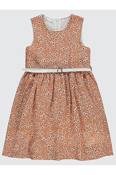 Civil Girls Leopar Desenli 6-9 Yaş Elbise - Beyaz 8-9 Yaş