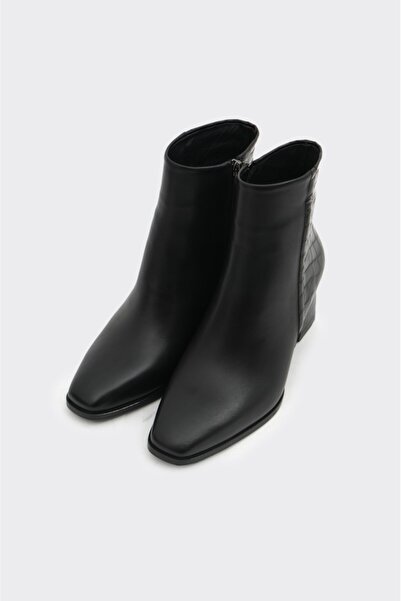 derinet Klasik Hakiki Deri Topuklu Kadın Bot