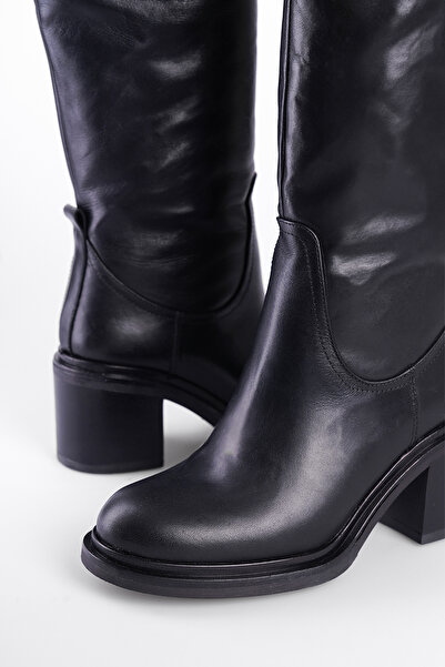 Capone Outfitters Kožené dámské boty s vysokou podrážkou