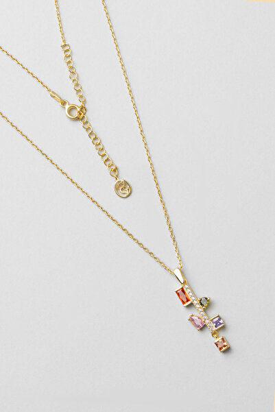 So CHIC... Sofistike Baget 18 Ayar Sarı Altın Kaplama 45 Cm Gümüş Kolye