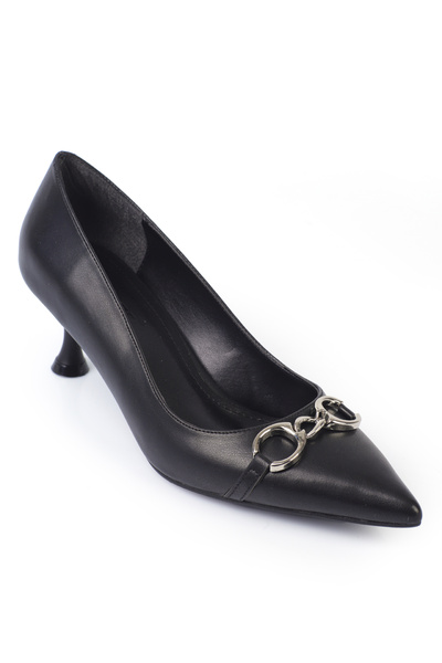 Capone Outfitters Pointed Toe Buckle Mid Heel Women's Shoes