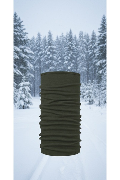 cashmere&wool Haki yün unisex triko boyunluk %100 yün