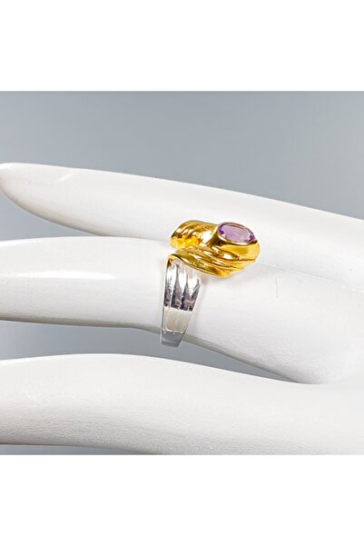 FashionBijoux Inel bicolor din argint 925 cu ametist