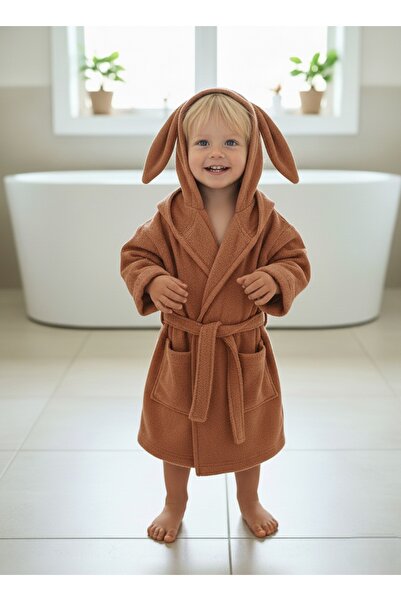 PAMUK HANIM منشفة للجنسين للفتيات والفتيان - 100% قطن، ناعمة، رداء حمام ذو أذ...