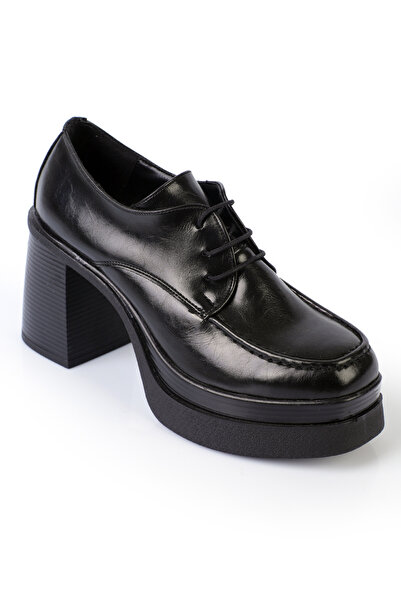 Capone Outfitters 1007 Okrągłe Noski Sznurowane Mokasyny Damskie Na Średnim Obcasie