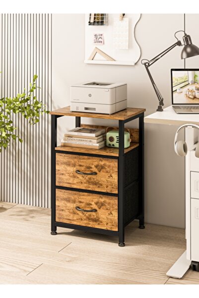 Bangiga Nightstand with 2 Fabric Drawers,Simple Bedside Table,End Table for Bedroom/Living Room (Brown)