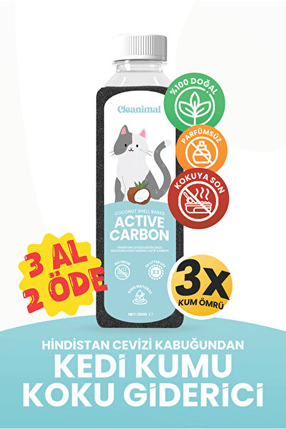 Cleanimal Kedi Kumu Koku Giderici – %100 Doğal Hindistan Cevizi Aktif Karbon ...