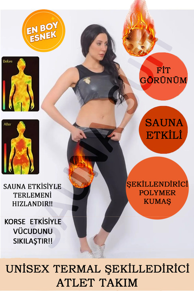 SAUNA SUIT Black Thermal Sauna Unisex Corsetefsa - Set termic 100%, colanți ș...
