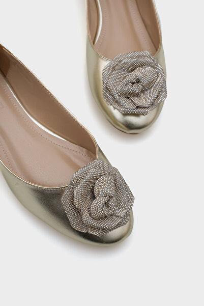 Capone Outfitters Kerek orrú köves virágos női balerinák