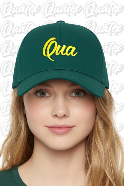 QUATEX قبعة Qua مطرزة – موديل أخضر 100% قطن جبردين للجنسين
